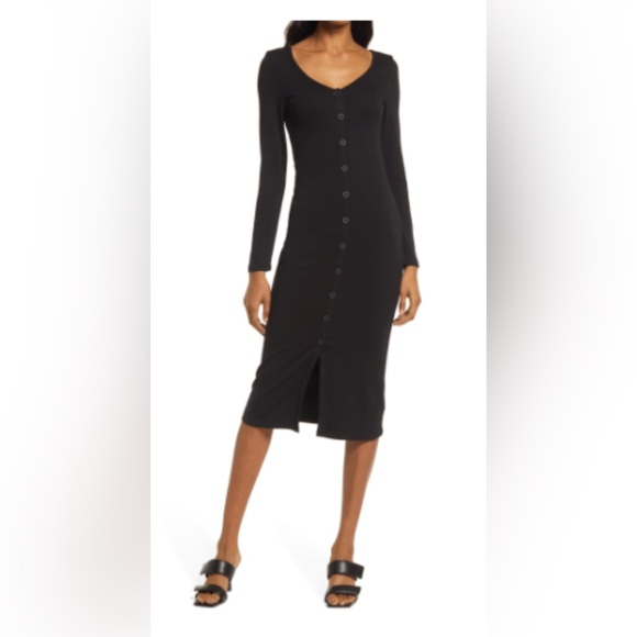BBDakota Black Midi Long Sleeve Dress - Picture 2 of 2
